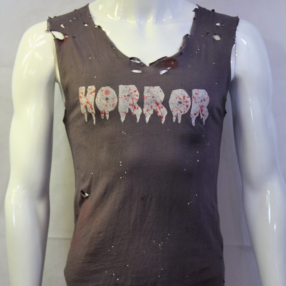 Horror Blood T-shirt Handmade Distressed Destroyed - Picture 1 of 4